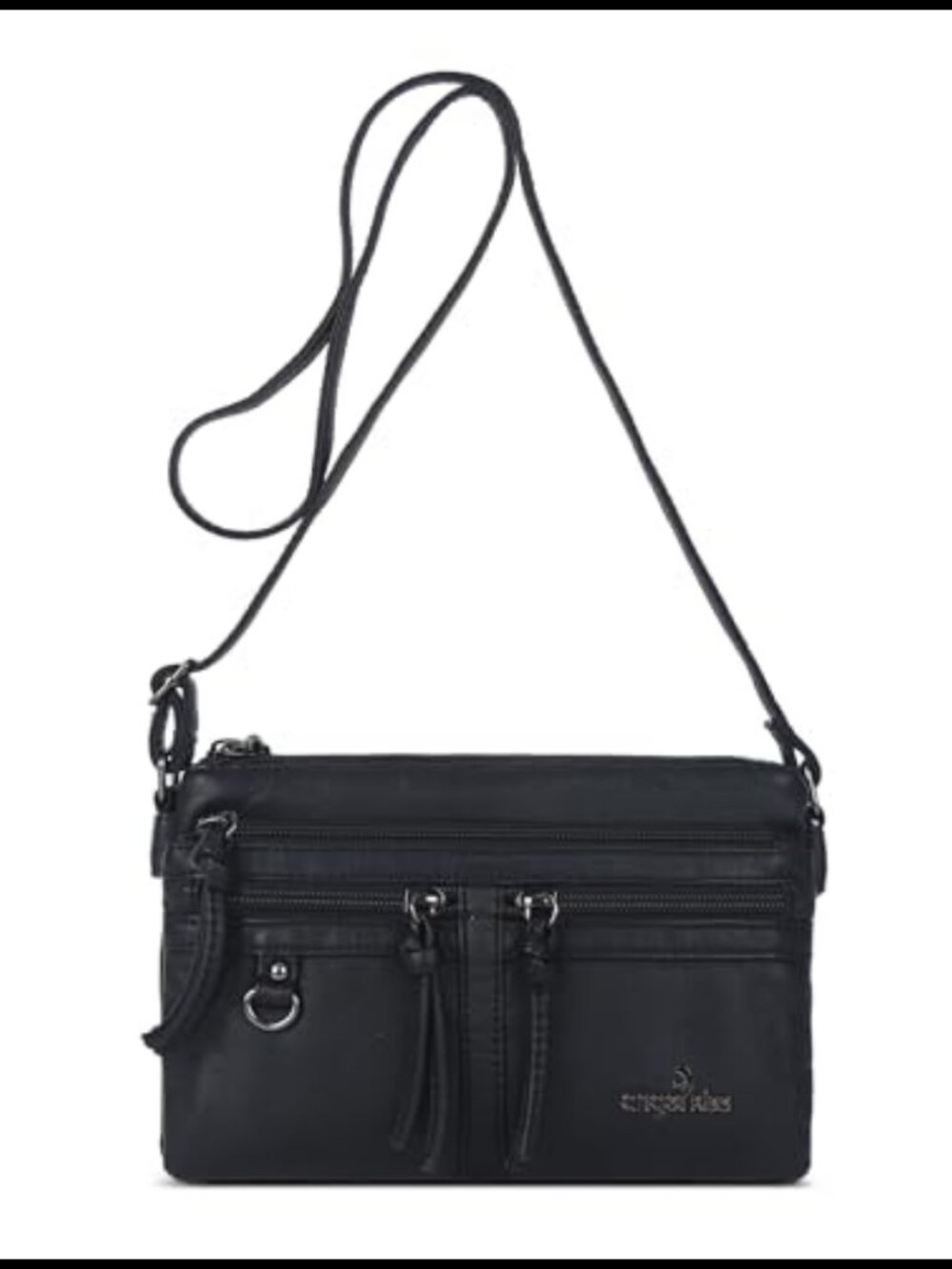 Vegan Leather Small Crossbody Bag Triple Compartment Cell Phone Purse